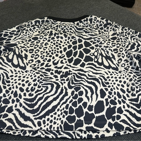 Adidas Originals 3-Stripes Animal Print Cropped Tee Ecru/Black Size S NWT - Picture 7 of 12